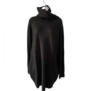 Chunky Sweater Dress with Oversized Turtleneck And Pockets Black XL